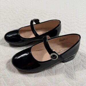 Kids Black Patent Mary Jane Shoes Rhinestone Buckle Cupcakes and Cashmeres Sz 10